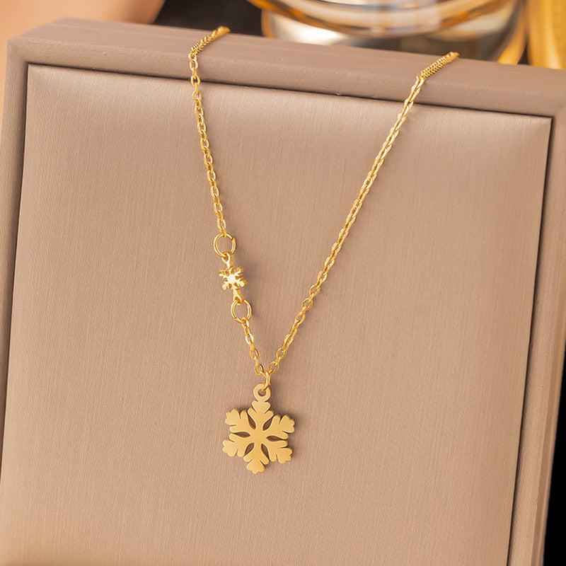 Gold Plated Anti Tarnish Stainless Steel Snow Flake Pendant
