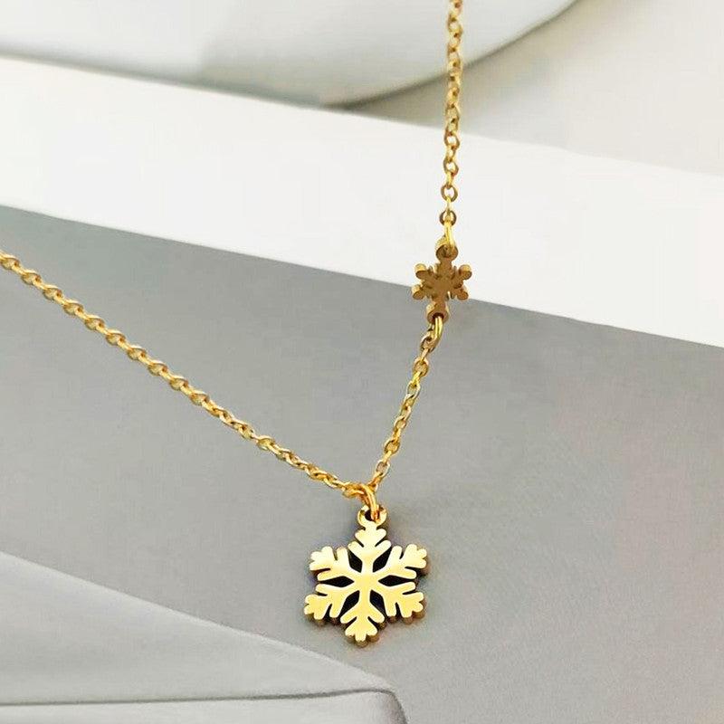 Gold Plated Anti Tarnish Stainless Steel Snow Flake Pendant