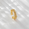 Gold Plated Anti Tarnish Stainless Steel Floral Themed Adjustable Finger Ring