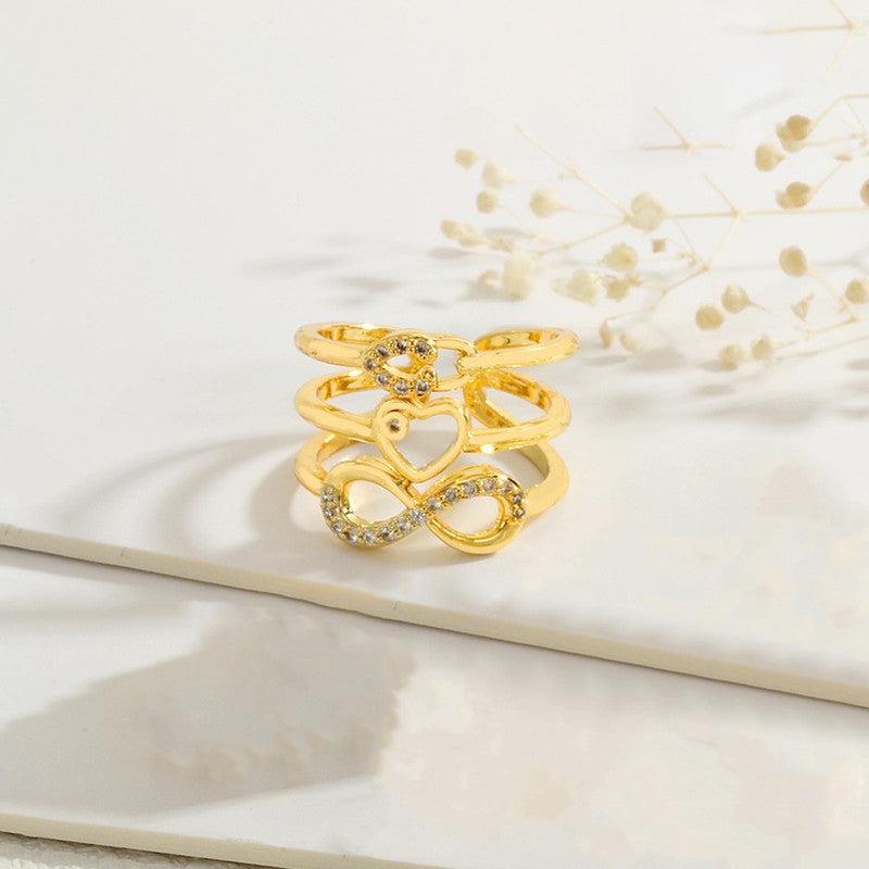 Gold Plated Anti Tarnish Stainless Steel Infinity Heart Themed Ring