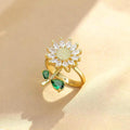 Gold Plated Floral Style Multicolor Rotatable Adjustable Ring
