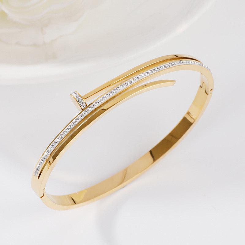 American Diamond Studded Nail Anti-Tarnish Bracelet For Women