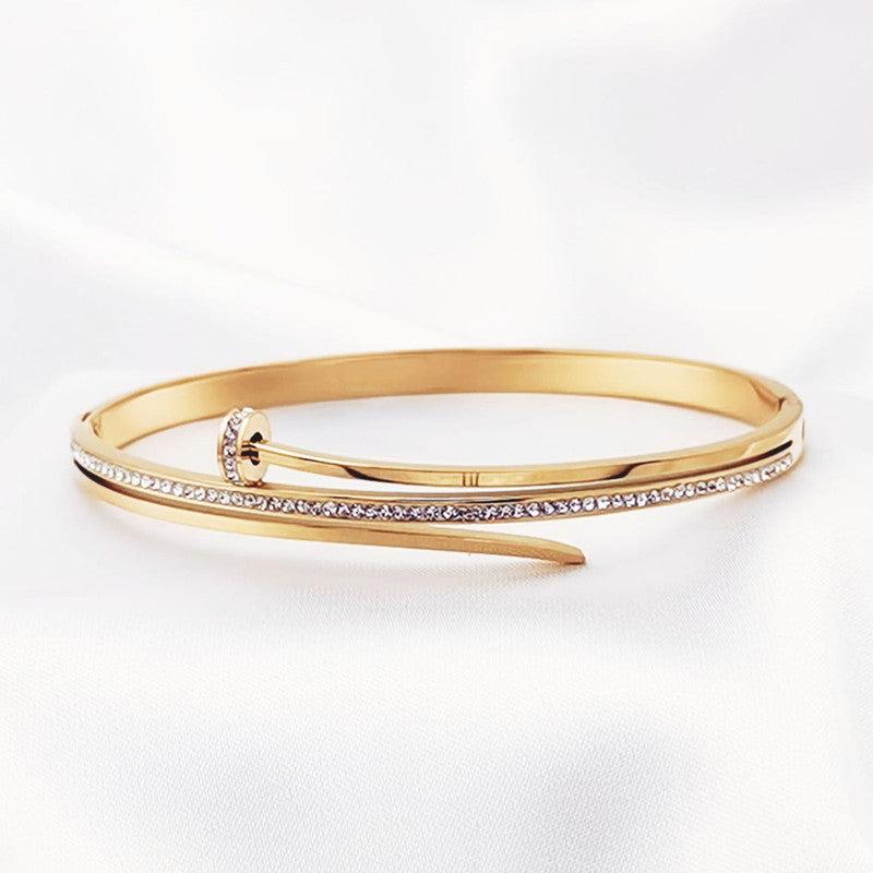 American Diamond Studded Nail Anti-Tarnish Bracelet For Women