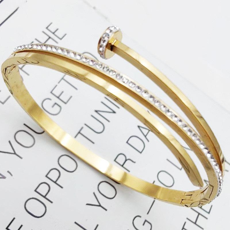 American Diamond Studded Nail Anti-Tarnish Bracelet For Women