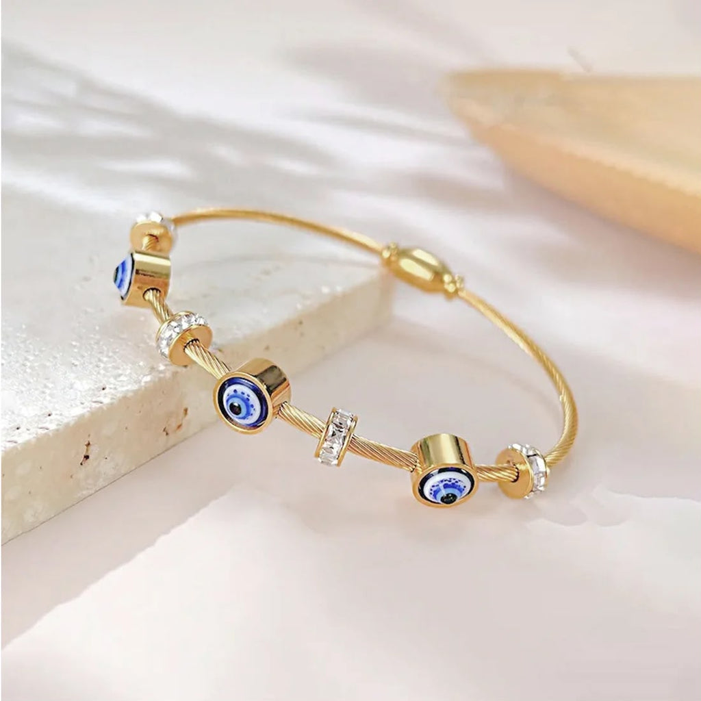 Stainless Steel Gold Plated Evil Eye Anti-Tarnish Bracelet