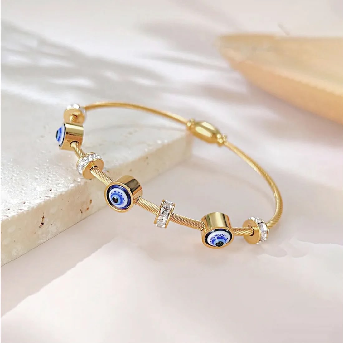 Stainless Steel Gold Plated Evil Eye Anti-Tarnish Bracelet