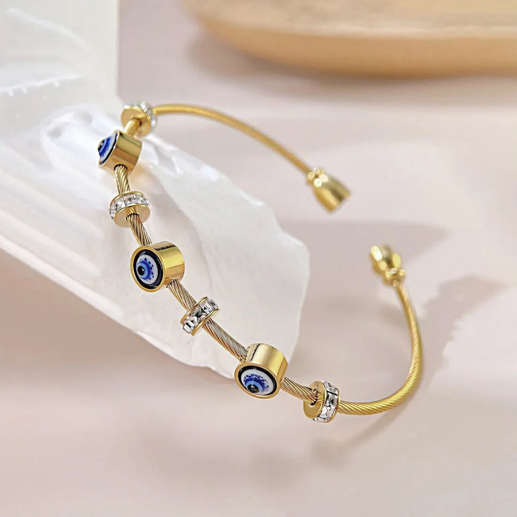 Stainless Steel Gold Plated Evil Eye Anti-Tarnish Bracelet