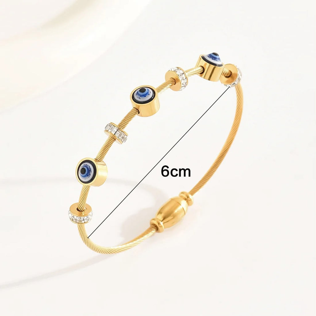 Stainless Steel Gold Plated Evil Eye Anti-Tarnish Bracelet